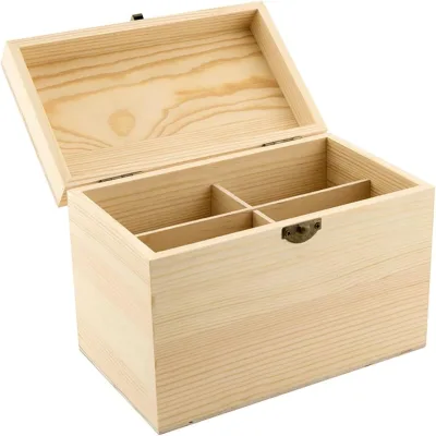 Wholesale Wooden Storage Box With 4 Removable Dividers, Multi Compartment Solid Wood Organizer Box for Desktop Sundries Storage