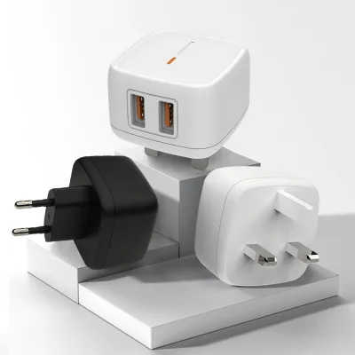 OEM Logo Custom 5V 2.4A Dual USB Wall Charger Universal QC3.0 with EU UK US Plug for Cell Phone
