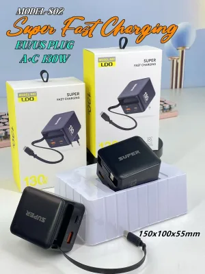 65W GAN Fast Charger with Retractable Cable Adapter High-Speed 65W Charger & Adapter