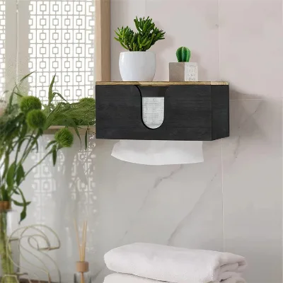 Wooden Handicrafts Paper Towel Dispenser Wall Mount Wooden Napkin Organizer Box with Lid