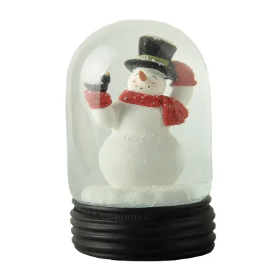 Eco-Friendly Resin Snowman and Bird Snow Globe Wintery Jar Decorative Item for Christmas