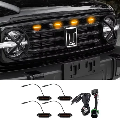 Auto Exterior Accessories Front Bumper Grille LED Amber Light Luminous Emblem DRL Ambient Lamp for GWM Tank 300