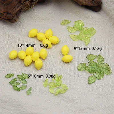 Fashion Personalized Fruit Lemon Pendant Versatile Green Leaf Ear Ring Pendant Accessories DIY Creative Resin Jewelry Parts