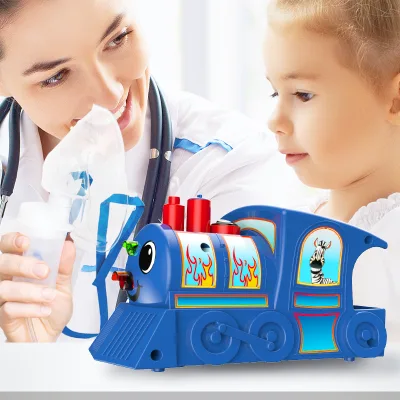Cute Train Shape Compressor Nebulizer for Kids Fine Adjustable Mist One Button Operation Large Fog Output