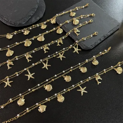 Cute Multi Plated Stainless Steel Jewelry 316l Animal Pattern Channel Setting Women Anklets for Daily Decor Jewelry