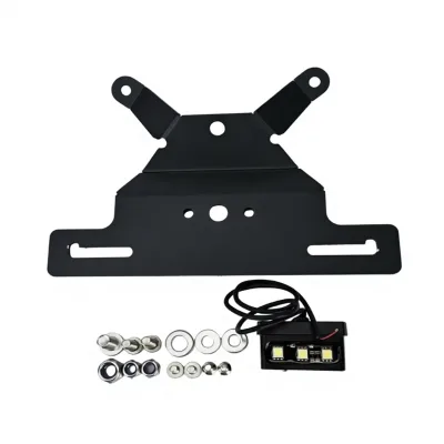 Aluminum Motorcycle License Plate Holder Kit with Waterproof LED Light for Harley Davidson Fat Boy Short Tail Modification