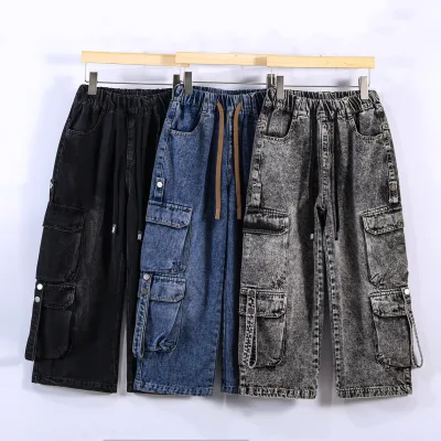 New Arrivals Pants for Kids Bleach Stone Wash Stacked Pants for Girls Full Length Jeans for Girl