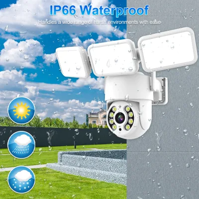 Outdoor Garden Lamp 4MP Wifi IP65 Camera Wide Angle Floodlight High Brightness Lamp Support Voice Monitor Mobile Detection Alarm