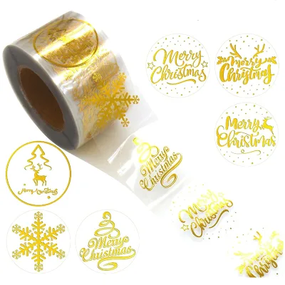 High Productivity Christmas Custom Sticker Label Gold Logo Sticker Self Adhesive Sticker Paper for Christmas Decoration