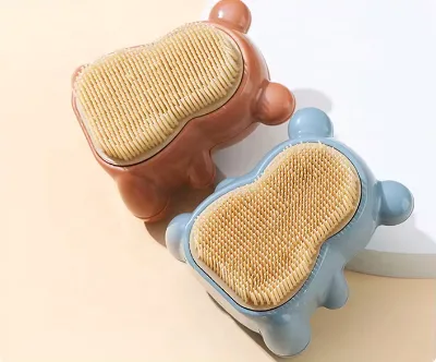 4 Colors Plastic Nail Scrubber Bath Brush Cute Bear Baby Nail Brush for Hand Washi