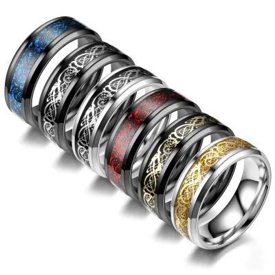 Non-fading, Fashionable and Unique Stainless Steel Ring with Dragon Motif Design. Trendy Couple's Finger Ring As a Gift.