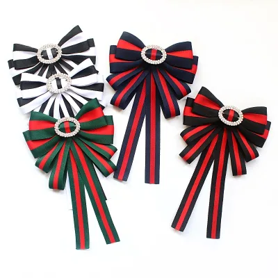 Striped Women Bow Tie Silk Lining Butterfly Bow Brooch Pin Adjustable Strap Korean Style Formal Shirt Bow Christmas