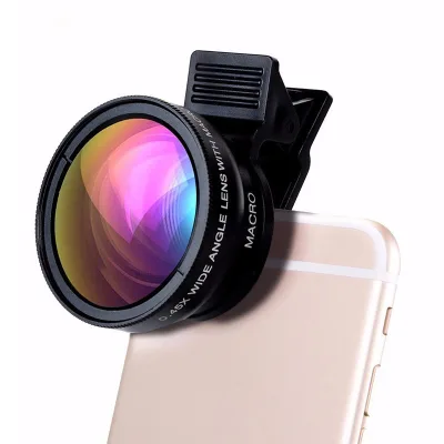 Ultra Wide Angle 0.45x Macro Lens Acrylic Conventional Universal Phone Lens Kit with 12.5x Super Macro Lens