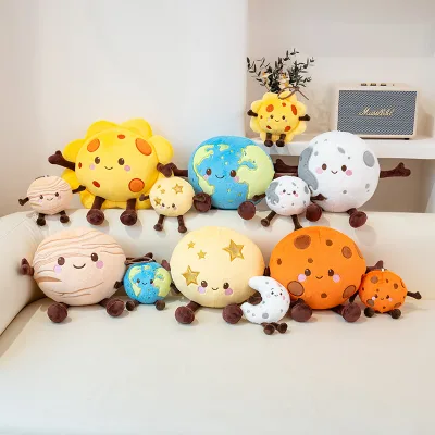Cute Planet Series Polyester PP Cotton Filled Keychains Pendant Stuffed Toys Earth Moon Mars Sun Saturn Venus Hanging