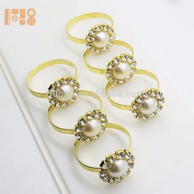 Gold Plated Pearl Napkin Rings in Bulk Premium Tabletop Decorations