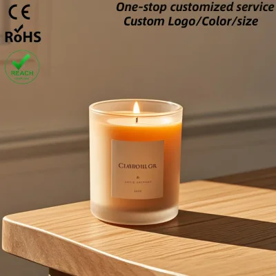 Customizable Label Cylinder 8oz 10oz 12oz Aromatic Stable Candle Pot Empty Wedding Gift Glass Jars Containers Packaging