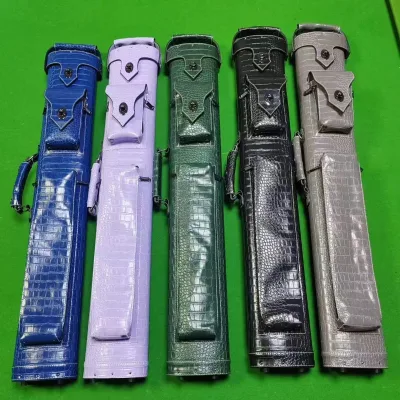 Imitation Crocodile Skin Pattern Leather Pool Cue Rod Storage Case with 6-Hole Split Design Large Head Portable