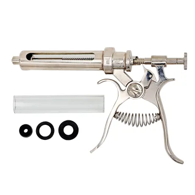 Stainless Steel Veterinary Syringe 10ml to 50ml Automatic Continuous Animal Poultry Syringe Safety Feature