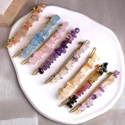 Irregular Gravel Chip Stone Crystal Natural Stone Hairpin Hair Clip for Women Girls