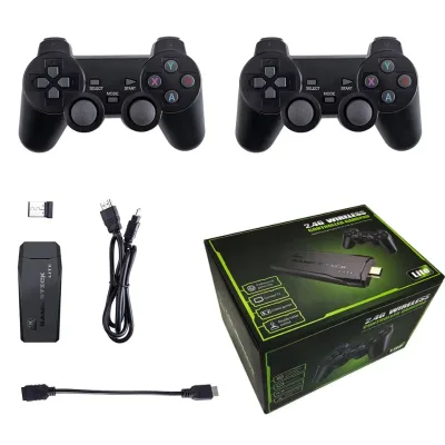 64GB 10000 Gamestick Retro Mini TV Game Console with 4K HD 2.4G Wireless Controller Supports 9 Simulators & 2 Players