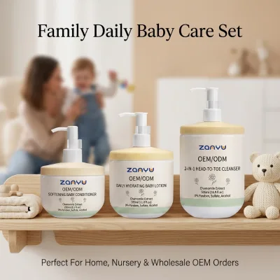 Chamomile Baby Daily Care Trio Set Refreshing Conditioner Gel Body Lotion 2-in-1 Wash Tear-Free Newborn Skincare OEM Private