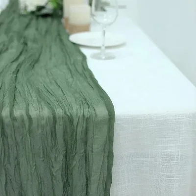 Wholesale 28 X 120 Inches Cheese Cloth Table Linens Gauze  Sage Green Wedding Table Cloth Runner for Wedding Decoration