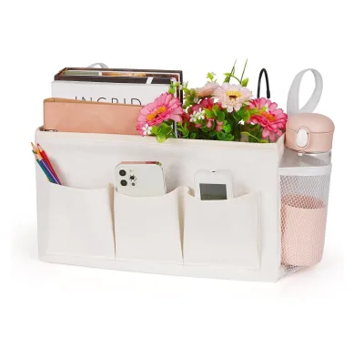 Best-Selling Linen Foldable Hanging Storage Bag for Bedside Use in Dormitories Baby Beds Bedrooms-Lightweight & Durable