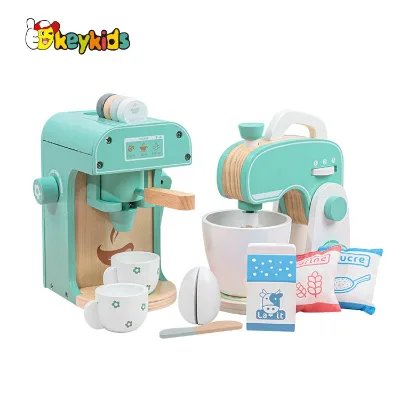 Customize Kids 2 in 1 Wooden Coffee Machine Toy and Blender for Wholesale W10D505