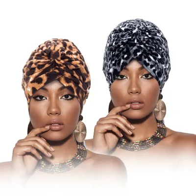 New Arrival Animal Leopard Pattern Printed Bonnet Adult Turbans Hat for Women