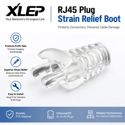 OEM Soft Transparent PVC RJ45 Connector Boot Cat5e Cat6 Plastic Strain Relief Boot for Ethernet Crystal Modular Plug