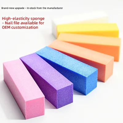 Factory-Stocked Candy-Color Four-Sided Buffing Block Nail-Care Tool; Tofu-Shaped Polishing Block Coarse/Fine Grit Highly Elastic