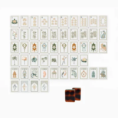White Lotus Mahjong Luxury Customizable American Mahjong Set, 4-Layer Acrylic Carved Craft