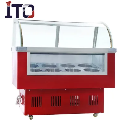 Factory-Priced 110V/220V Italian Ice Cream Display Freezer Showcase for Supermarket & Street Business