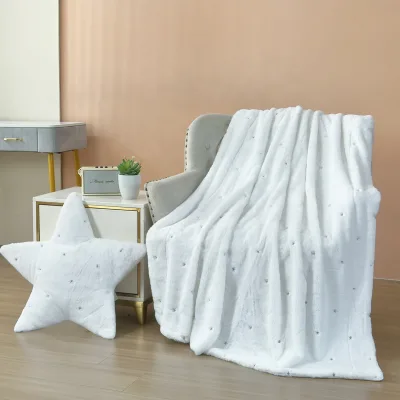 FY 100% Polyester Extra Soft Flannel Blanket Solid Fluffy Knitted Fleece for Home Travel Picnic Plain Style