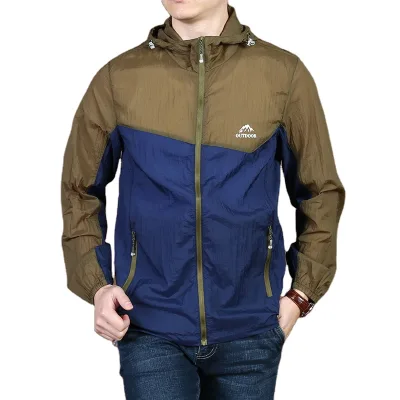 Men Raincoat Waterproof Lightweight Rain Jacket Windbreaker With Hood