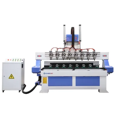 6 Multi Head 4 Aixs CNC Machine with Rotary for Wood Furniture Stair Posts
