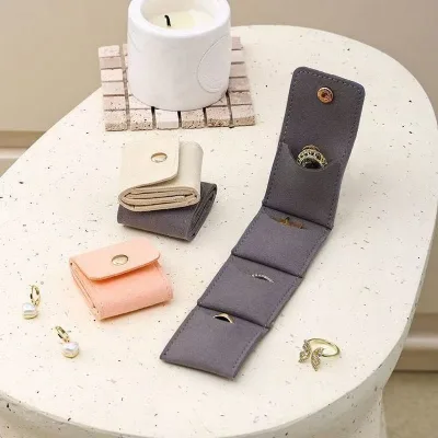 Portable Travel Jewelry Case Mini Ring Storage Bag for Earrings Elegant Flannel Accessory Bag
