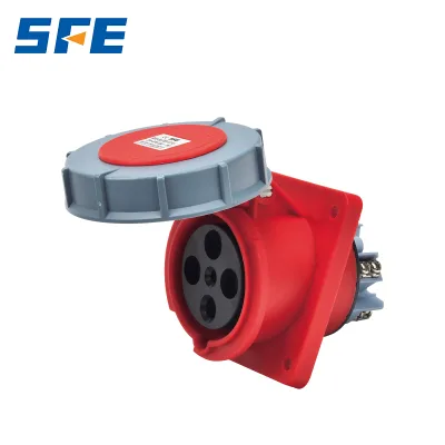 SFE Europa Waterproof Ip67 16A Industrial Panel Mounted Straight Socket Outlets EU Standard Male Female Sockets Nylon Material