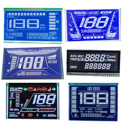 Custom Lcd Va Tn Htn Panel Monochrome 7 Segment Lcd Screen 6 7 8 9 10 11 Digits for Moto Motorcycle E Bike Car Odometer