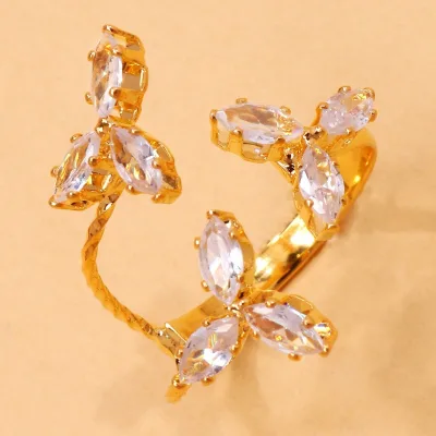 Europe and the United States Flower Shaped Foot Ring Exquisite Fashion Leaf Design Adjustable Zircon Toe Ring Ladies Wedding