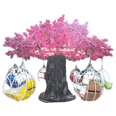 Wholesale Price Funfair Attraction Cherry Tree Swing Amusement Park Carnival Unpowered Game Kids Flying Chair Rides Outdoor PVC
