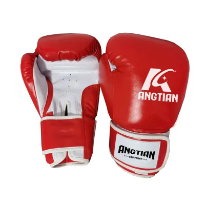 Angtian Supplier Good Price PU Leather Custom LOGO Sparring Classic Kick Boxing Gloves Punching Gloves