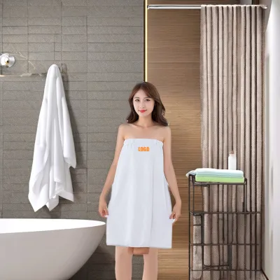 Women's Lightweight Quick Dry Full-Length Bath Wrap Adjustable Beach Pool Spa Robe Embroidered Solid Color Customizable Logo