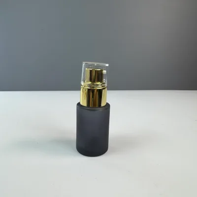 20ml 30ml Refillable 1OZ 30 ml Black Frosted Cosmetic Lotion Pump Bottle From Chinese Glass Bottle Supplier Ready to Ship