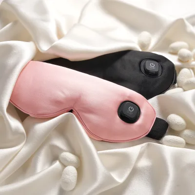 Custom PinkSpandex Satin Silk Cordless Heated Eye Masks Warm Compress Eye Pad for Travel Rechargeable with Washable Cover