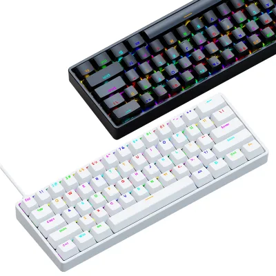 AK61 Wired Keyboard 22 Lighting Modes ABS Lightweight Keycap 61 Layout Save Space Full-Key No Conflict Blue/Red Shaft Ergonomic