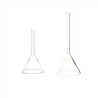 Triangular Bent-Neck Safety Short-Neck Mini Laboratory Glass Funnel Clear Color Bio-CD2692 Model Liquid-Adding