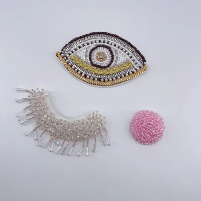 New Design Custom Handmade Hot Fix Diamond Patch DIY Evil Eye Rhinestone Beaded Applique Patch