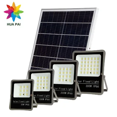 High Birhtness Staium Die Cast Aluminum Ip66 Outdoor Waterproof 50w 100w 200w 300w Remote Control LED Solar Flood Lamp