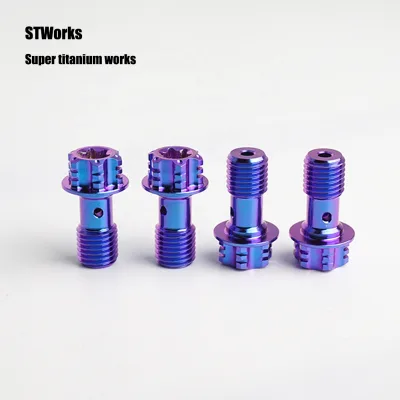 New Arrivals CNC Machined Anodized Titanium Gr5 M5 M8 Motorcycle Flange Inner Torx Banjo Bolts High Performance